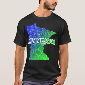 Colourful mandala art map of Minnesota with text i T-Shirt