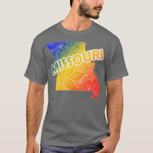 Colourful mandala art map of Missouri with text in T-Shirt