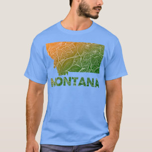 Colourful mandala art map of Montana with text in T-Shirt
