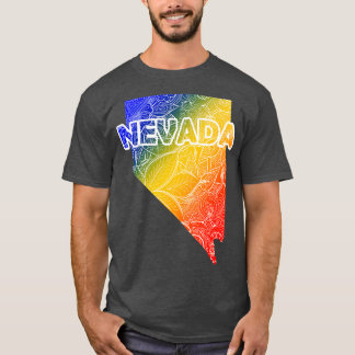 Colourful mandala art map of Nevada with text in b T-Shirt