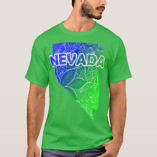 Colourful mandala art map of Nevada with text in b T-Shirt