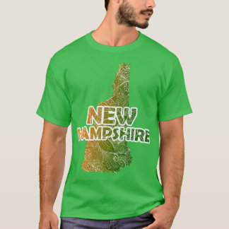 Colourful mandala art map of New Hampshire with te T-Shirt