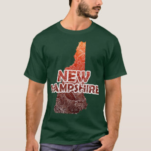 Colourful mandala art map of New Hampshire with te T-Shirt