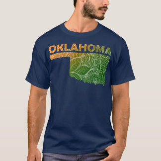 Colourful mandala art map of Oklahoma with text in T-Shirt