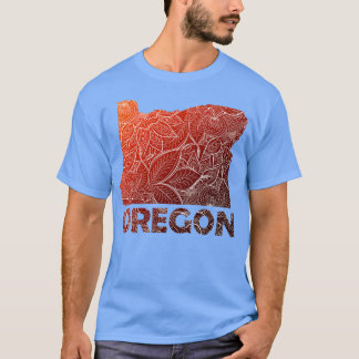 Colourful mandala art map of Oregon with text in b T-Shirt