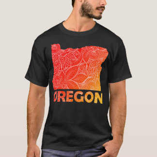 Colourful mandala art map of Oregon with text in b T-Shirt