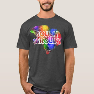 Colourful mandala art map of South olina with text T-Shirt