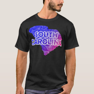 Colourful mandala art map of South olina with text T-Shirt