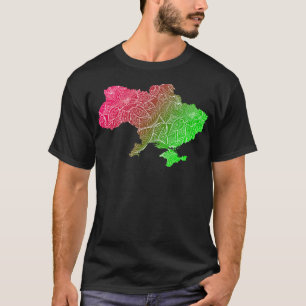 Colourful mandala art map of Ukraine with text in  T-Shirt