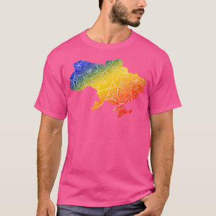 Colourful mandala art map of Ukraine with text in  T-Shirt