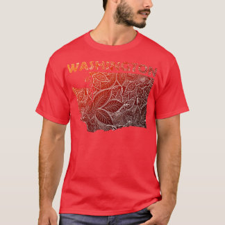 Colourful mandala art map of Washington with text T-Shirt