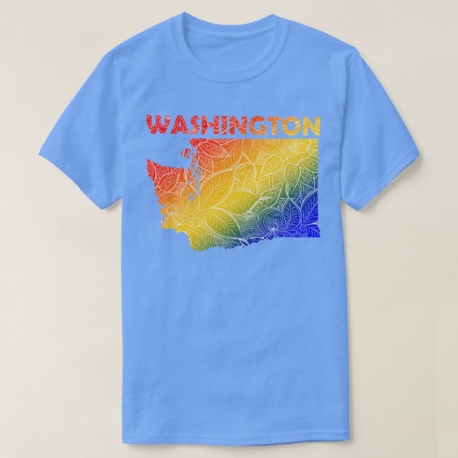 Colourful mandala art map of Washington with text  T-Shirt (Design Front)