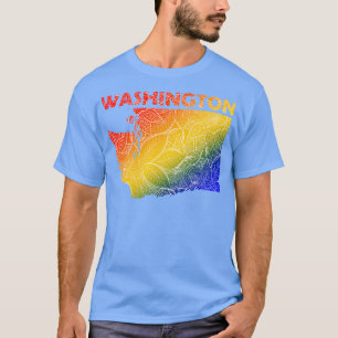 Colourful mandala art map of Washington with text  T-Shirt