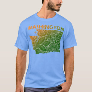 Colourful mandala art map of Washington with text  T-Shirt