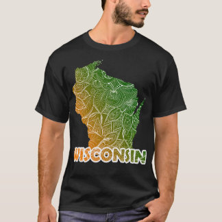 Colourful mandala art map of Wisconsin with text i T-Shirt