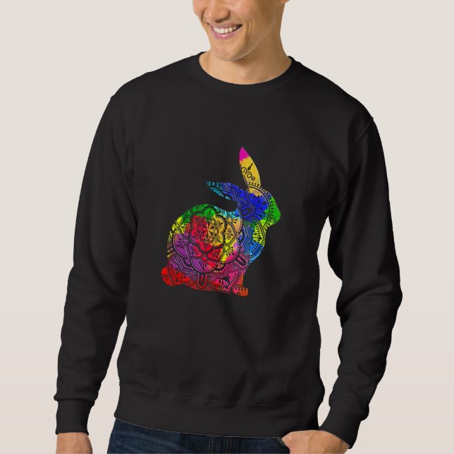 Colourful Mandala Art Rabbit Bunny Animal Sweatshirt (Front)