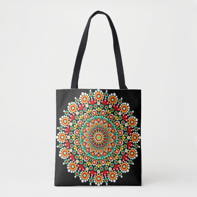 Colourful Mandala Boho Floral Geometric Canvas  Tote Bag (Front)