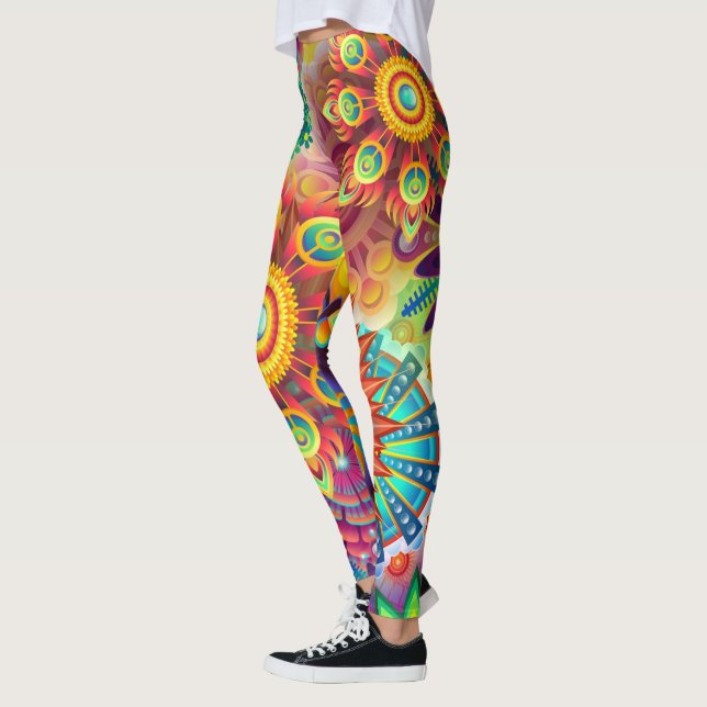 Colourful Mandala  Capri All-Over-Print Leggings (Left)