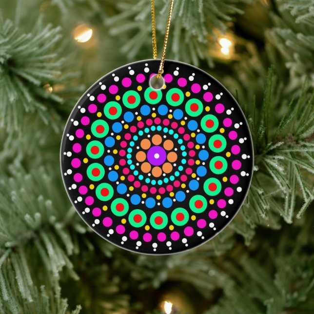 Colourful mandala ceramic tree decoration (Tree)