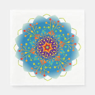 Colourful Mandala Energy Wheel Flower Harmony Napkin
