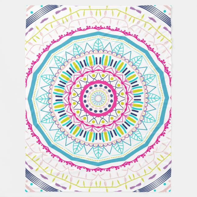 colourful mandala fleece blanket (Front)