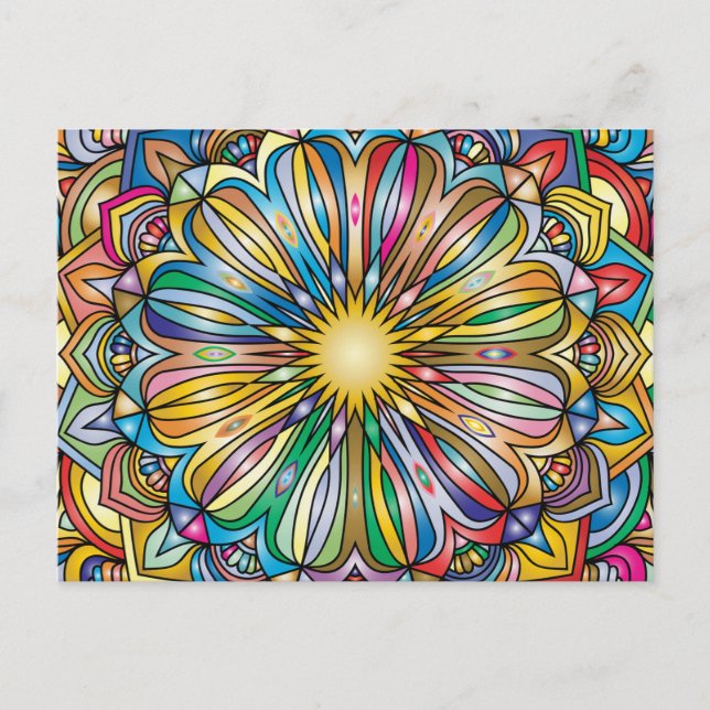 Colourful Mandala Flower Abstract Geometric Patter Postcard (Front)