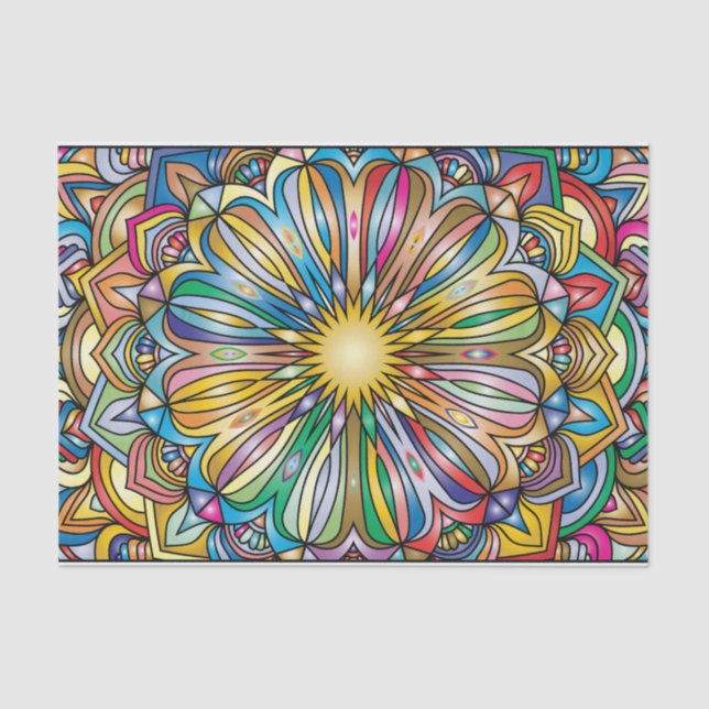 Colourful Mandala Flower Abstract Geometric Patter Tissue Paper (Front)