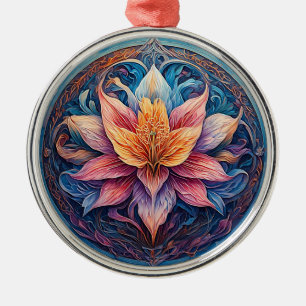 Colourful Mandala Flower Design Metal Tree Decoration