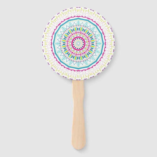 colourful mandala hand fan (Front)