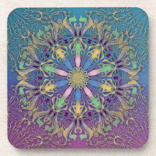 Colourful Mandala Hard Plastic Coaster