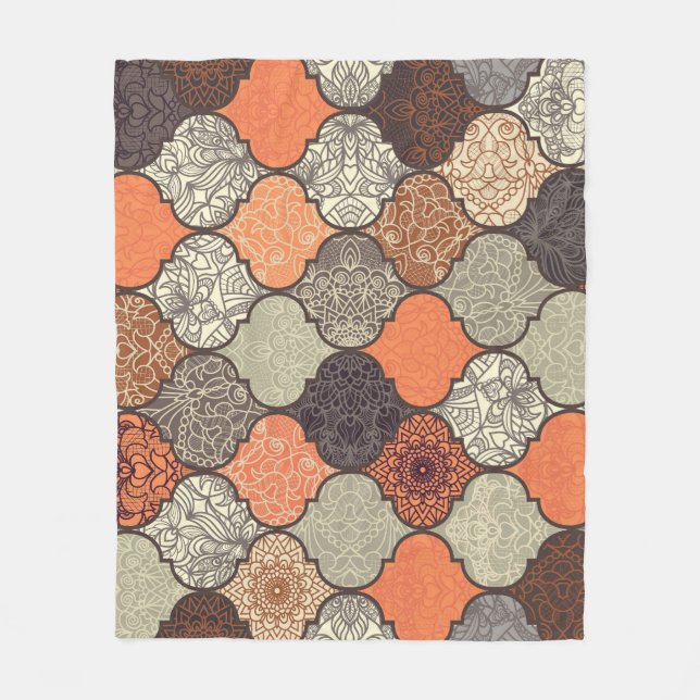 Colourful Mandala: Islamic Patchwork Seamless. Fleece Blanket (Front)