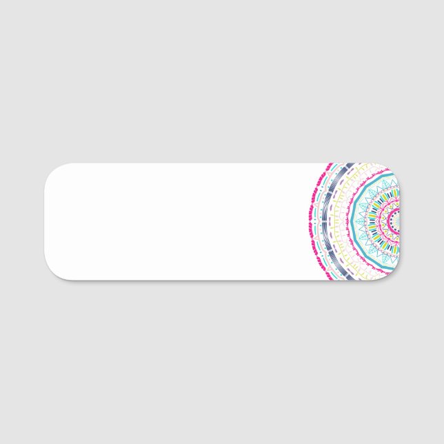 colourful mandala name tag (Front)