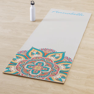 Colourful mandala name vibrant energetic art yoga mat