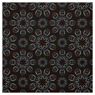 Colourful mandala on a black background fabric