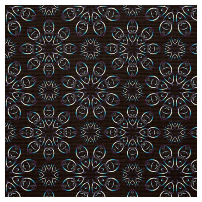 Colourful Mandala on a Black background Fabric (Swatch)