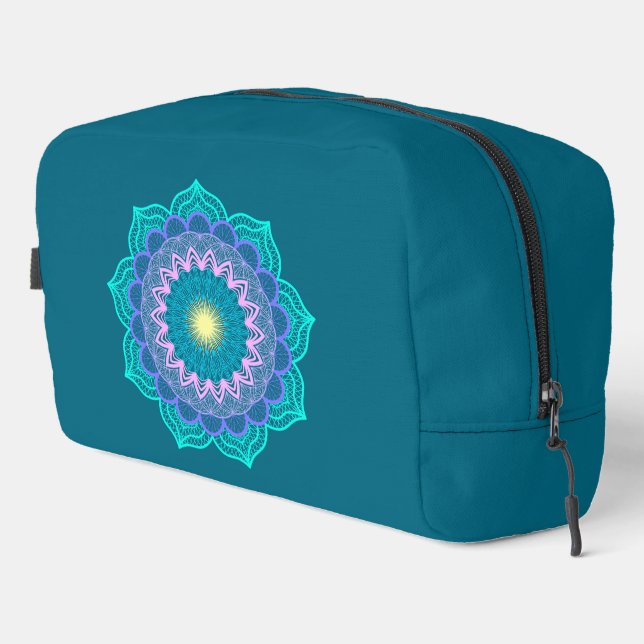 Colourful Mandala on Blue Background Dopp Kit (Right Corner)