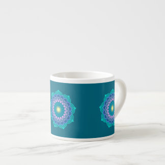Colourful Mandala on Blue Background Espresso Cup