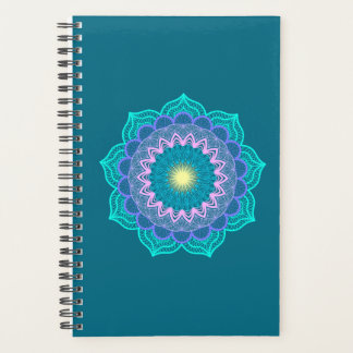 Colourful Mandala on Blue Background Planner