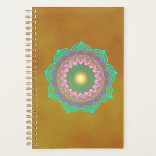 Colourful Mandala on Gold Background Planner