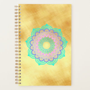 Colourful Mandala on Soft Gold Background Planner