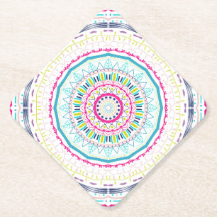 colourful mandala paper coaster