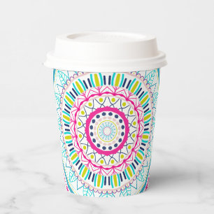 colourful mandala paper cups