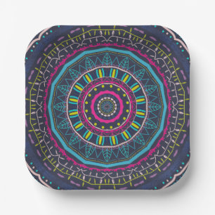 colourful mandala paper plate