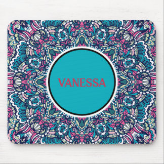 Colourful Mandala Pattern Boho Hippie Geometric Mouse Pad