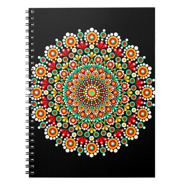 Colourful Mandala Pattern Notebooks Boho Dot  (Front)