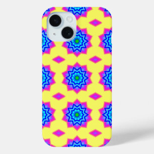 Colourful mandala pattern on yellow iPhone 15 case