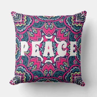 Colourful Mandala Peace Hippie Boho Pattern Print Cushion