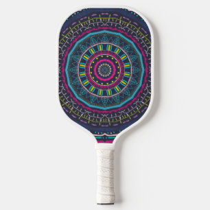 colourful mandala pickleball paddle