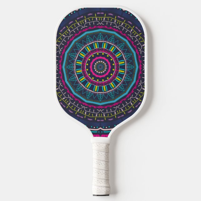 colourful mandala pickleball paddle (Front)