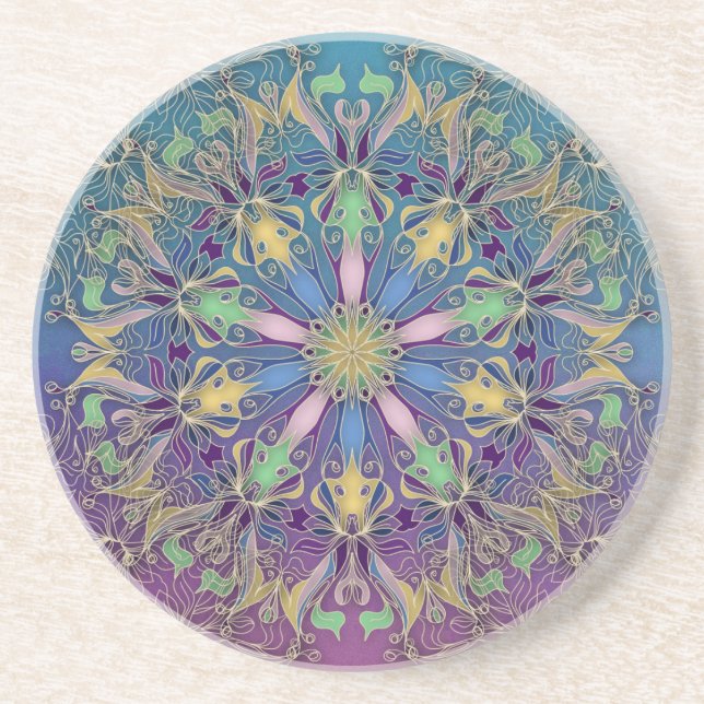 Colourful Mandala Sandstone Coaster (Front)